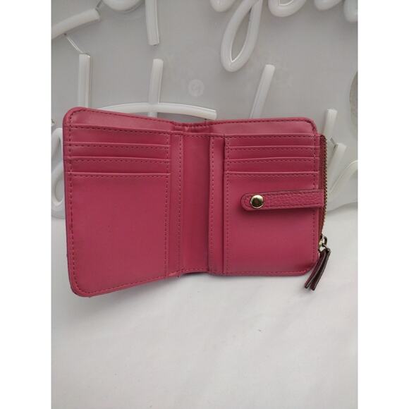 Nanette Lepore Liza Bifold Wallet/Organizer Hot Pink 5X4 in - Picture 5 of 6